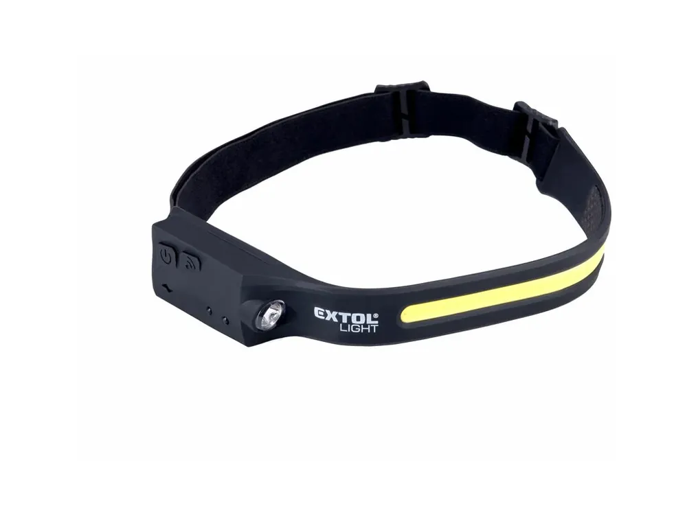 Značkový Lampa čelová 350lm, COB + XPE LED, 1,2Ah Li-pol, pevný plastový pás