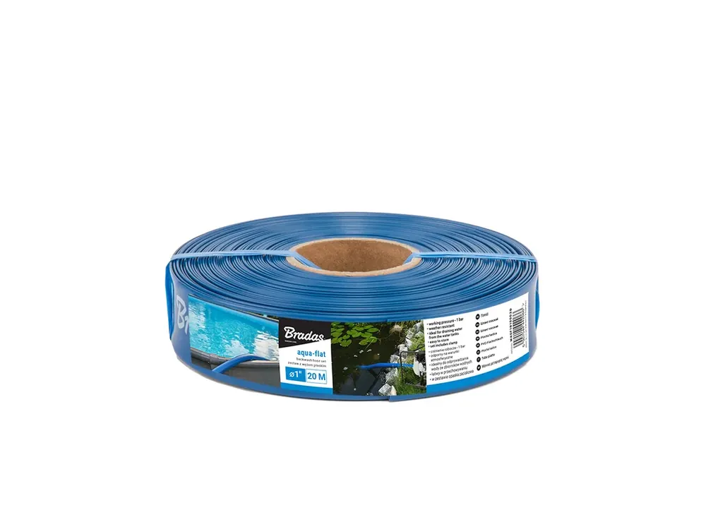 Hadica plochá AQUA-FLAT PE/EVA so svorkou 1BAR 1 1/2" 20m modrá Must-Have