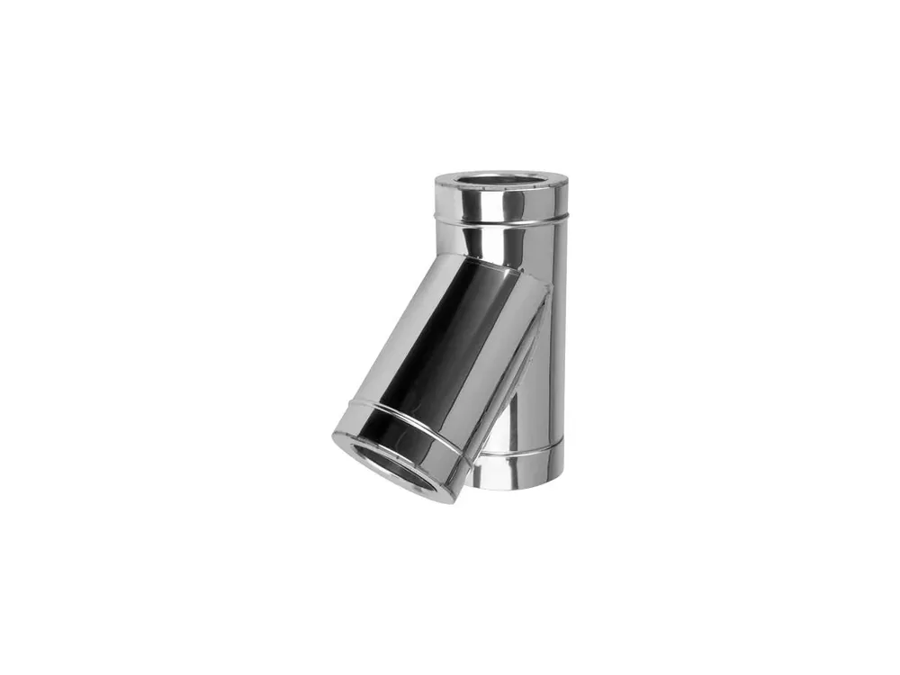 Tříplášťový (třívrstvý) nerezový izolovaný komínový sopouch 45° - průměr 120/180 mm, tloušťka stěny roury 0,6 mm, kouřovod Super Cena