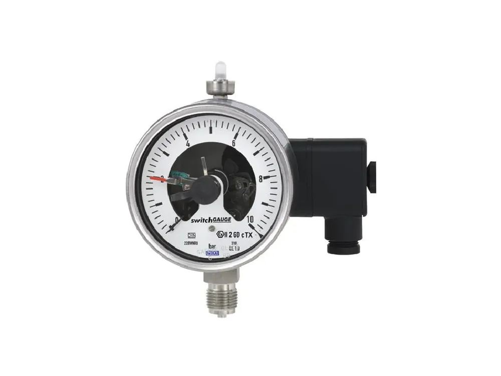 kontaktní manometr PGS23.100 0/600kPa, M20x1,5mm spodní přip., M21 (1xNC 1xNO) kontakty, Originální
