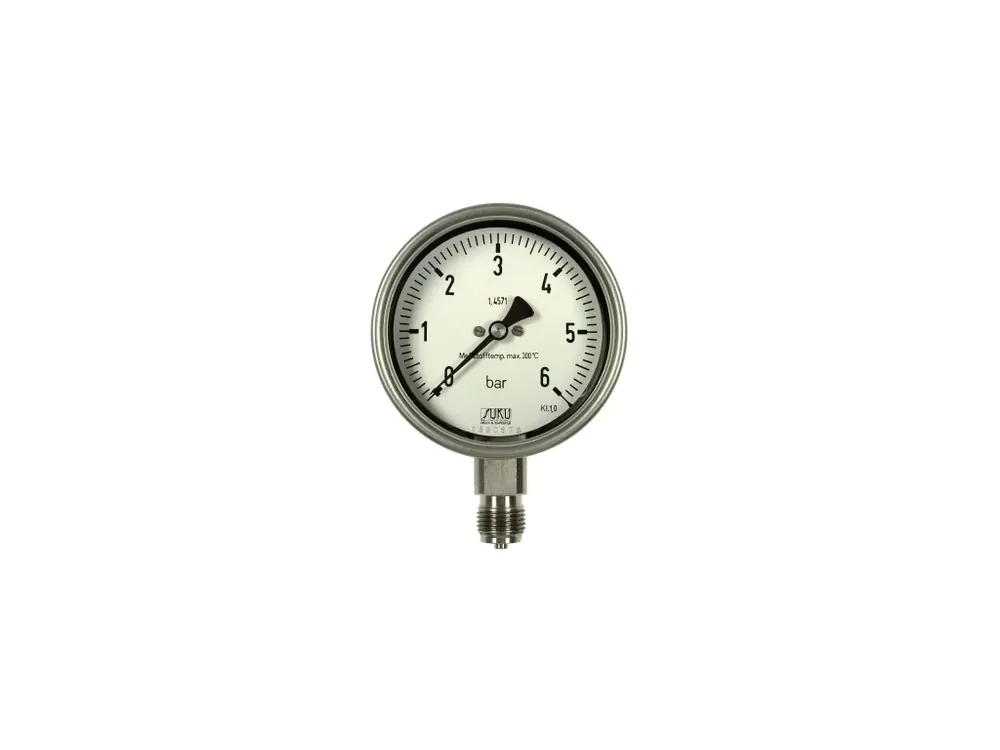 Nerez manometr 6325, 100mm, bez plnění, M20x1,5mm, 0/160kPa, spodní přip. Cenový Hit